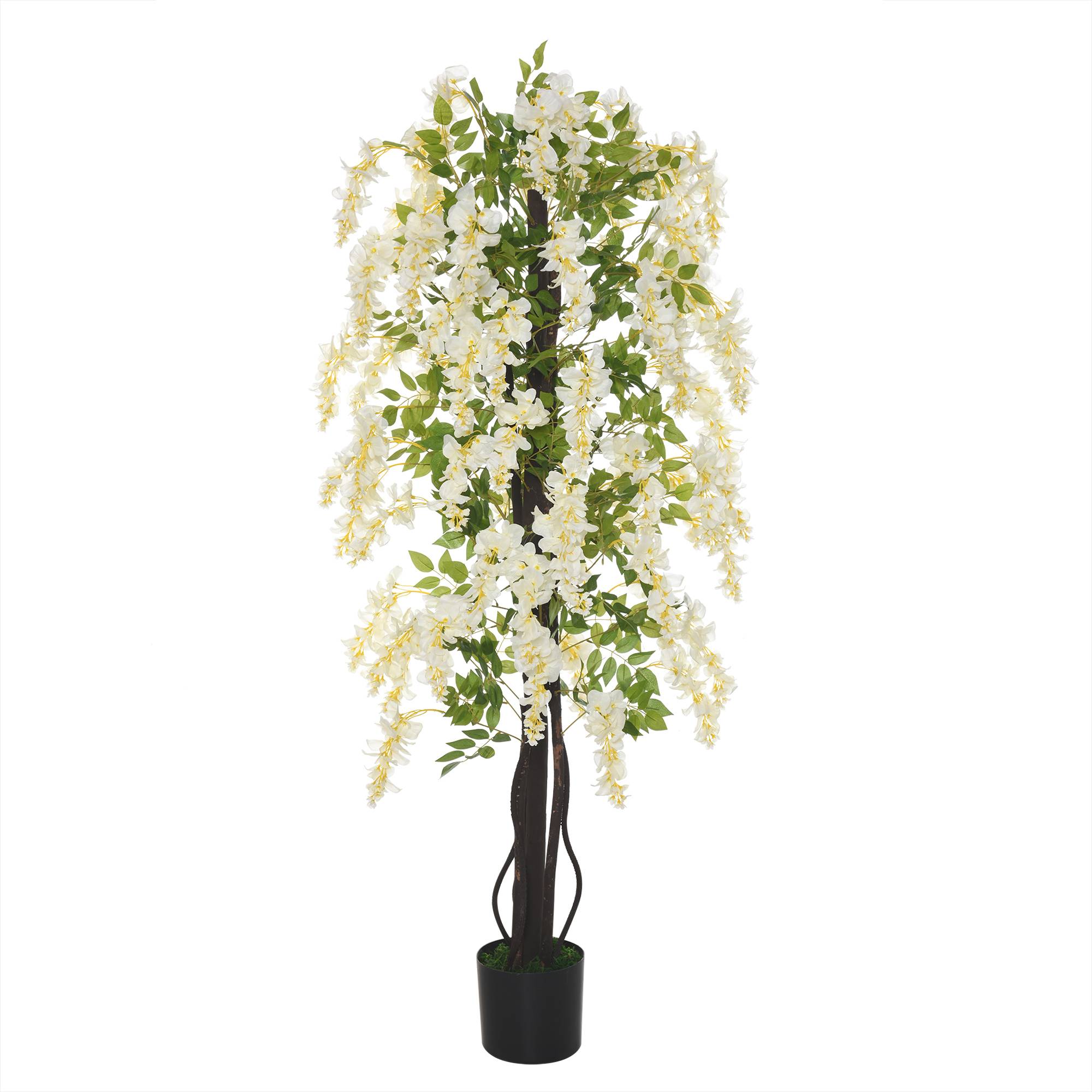 Glycine artificielle en pot plastique intérieur extérieur fausse plante 165cm vert blanc - ComfortXL Outdoor Living - Image 2
