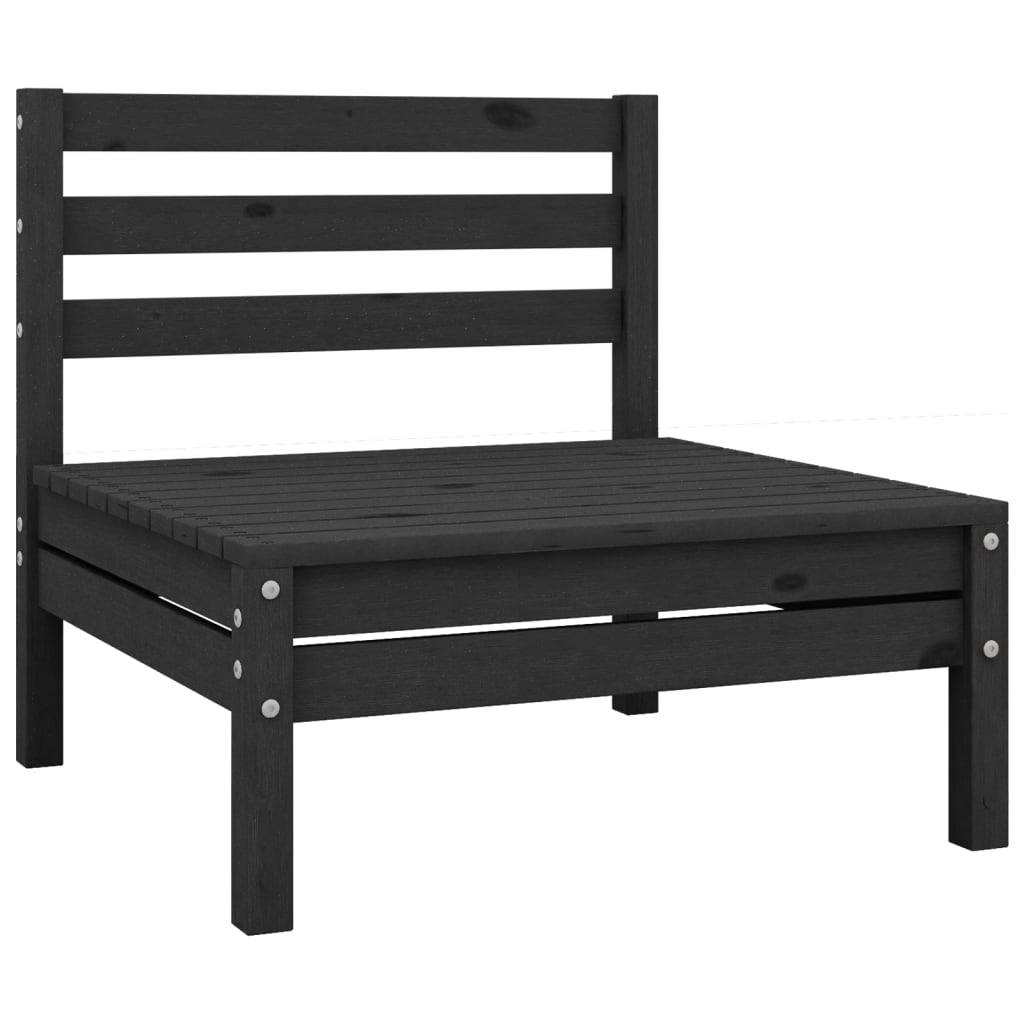 Helloshop26 - Salon de jardin meuble d'extérieur ensemble de mobilier 8 pièces noir bois de pin massif - Imagen 2