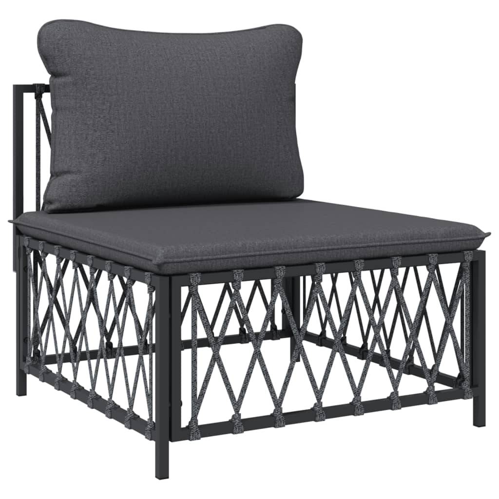 Salon de jardin meuble d'extérieur ensemble de mobilier avec coussins 6 pièces anthracite acier - Image 4