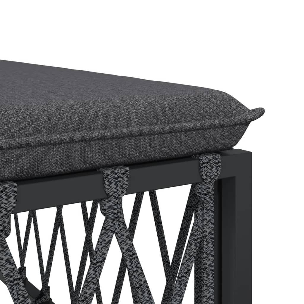 Salon de jardin meuble d'extérieur ensemble de mobilier avec coussins 6 pièces anthracite acier - Image 5