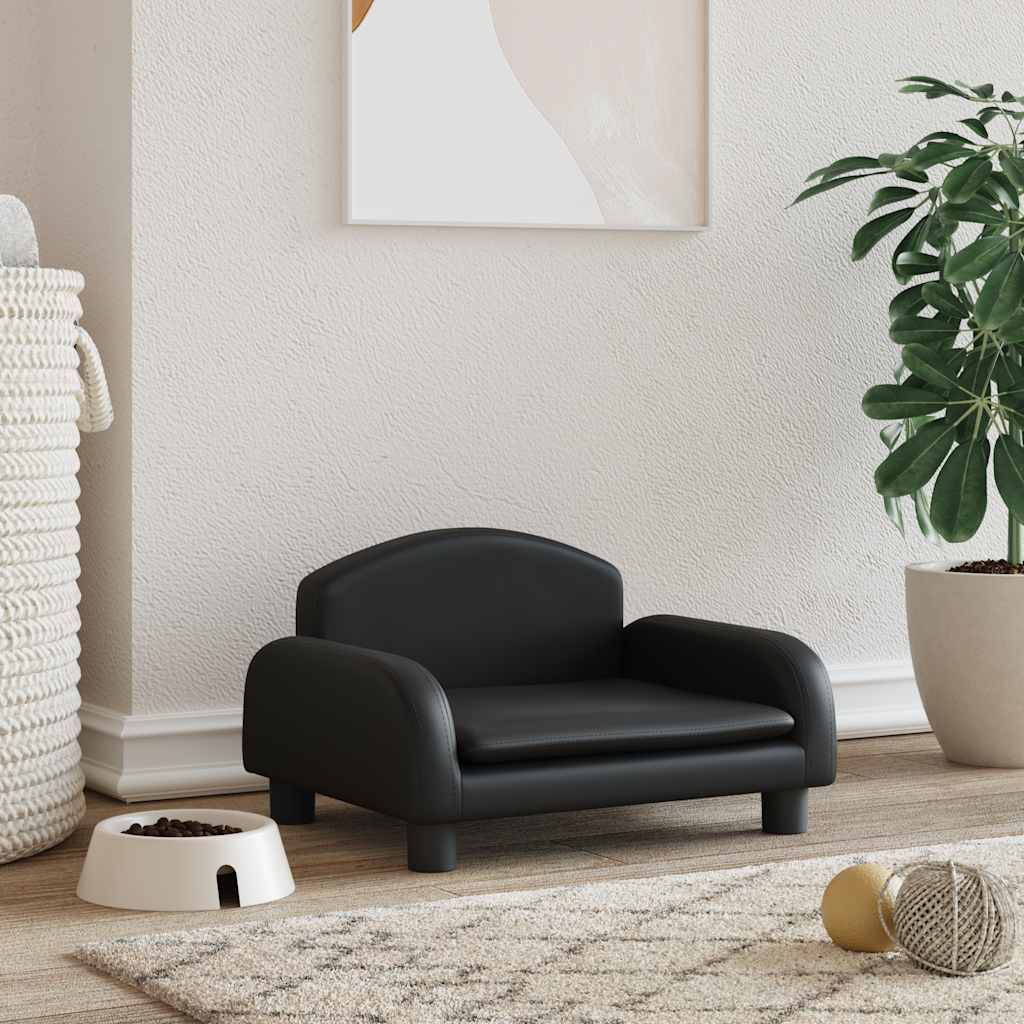 Canapé pour petit chien en similicuir facile à nettoyer salon Noir 50cm – ComfortXL Pet Living - Image 1