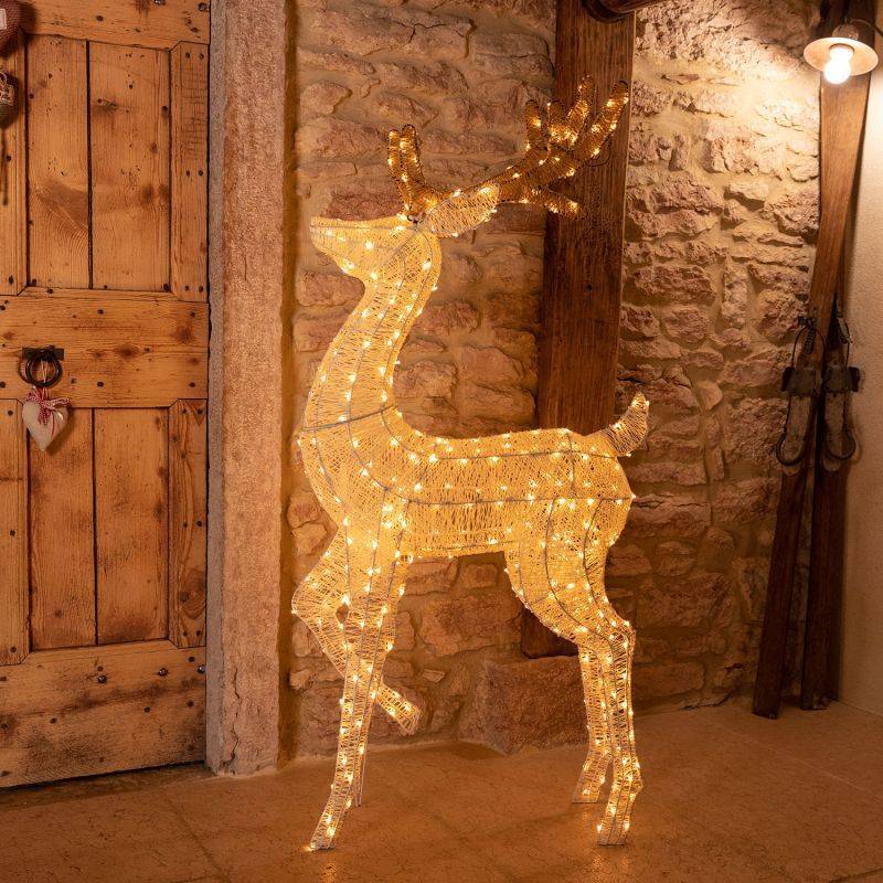 Lotti - Grand Renne lumineux 3D patte levée H160cm 380 LED ambré fixe Smart Connect 31V professionnel Lotti - Imagen 2