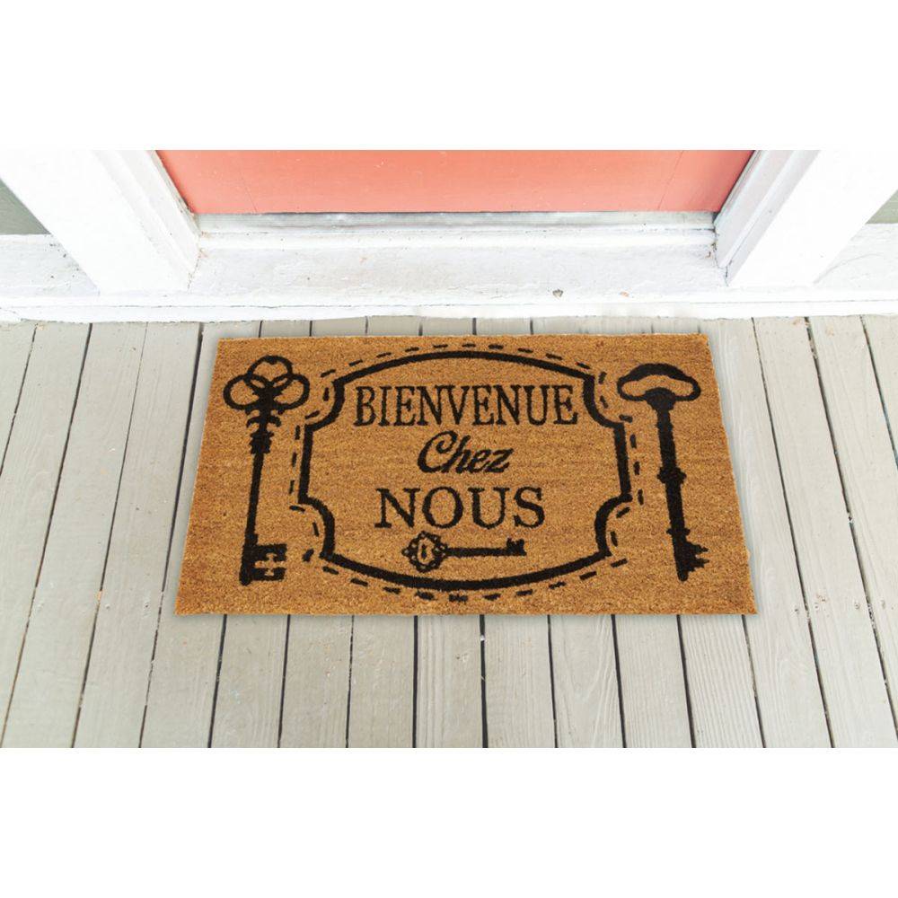 Aubry Gaspard - Paillasson coco intérieur extérieur 75 x 45 cm Clés bienvenue chez nous - Imagen 2
