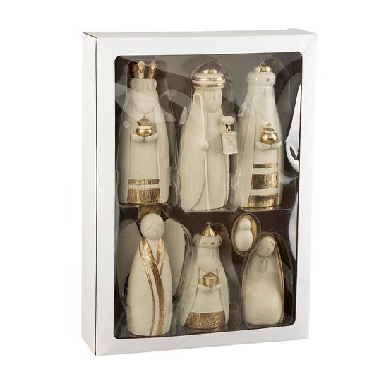 J-Line - Crèche de Noël en Résine "7 Santons" 22cm Or - Image 3