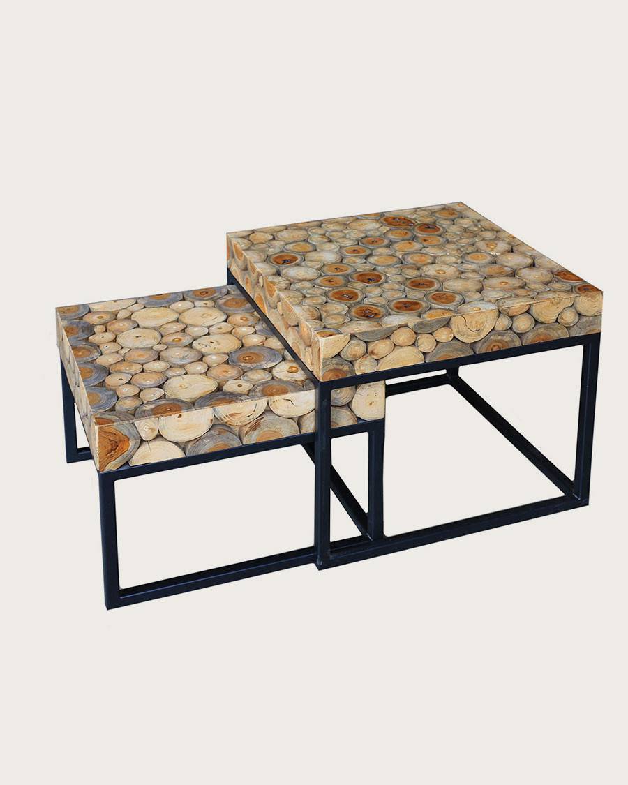 Aïda - Table basse carrée gigogne en teck - UNIQKA - Imagen 4