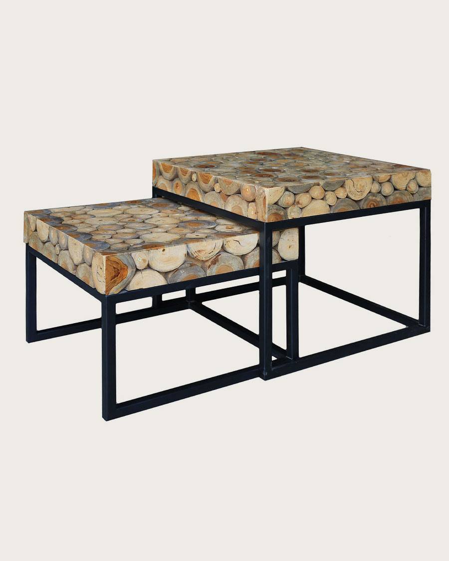 Aïda - Table basse carrée gigogne en teck - UNIQKA - Imagen 1