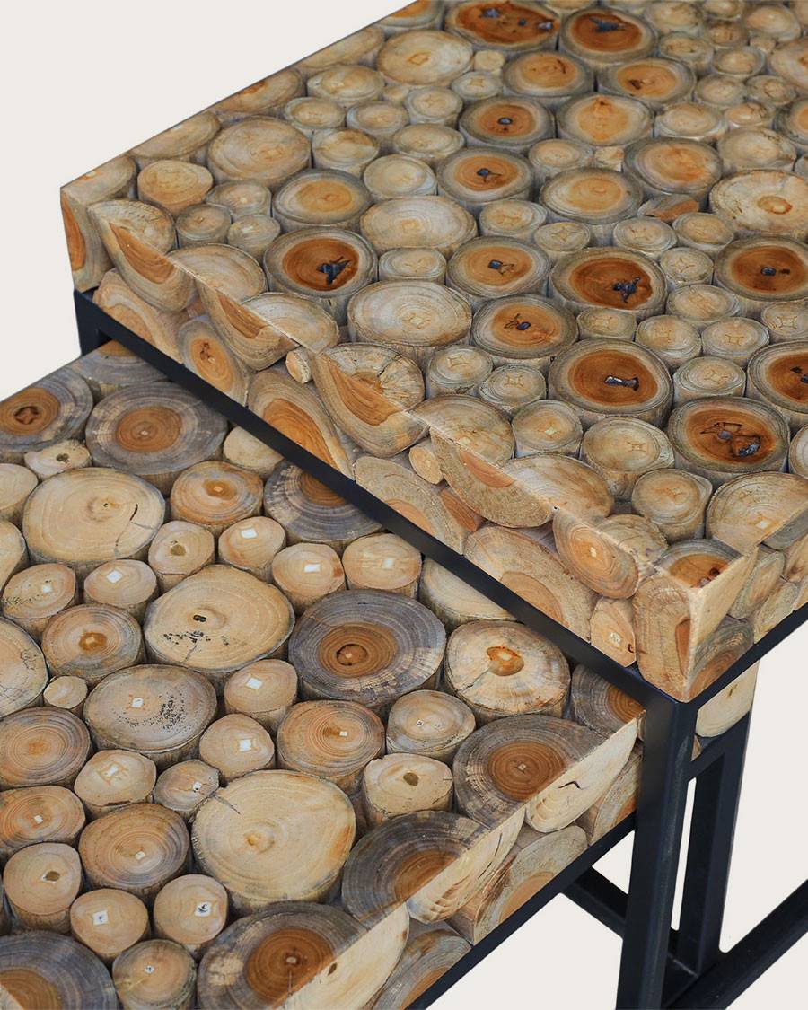 Aïda - Table basse carrée gigogne en teck - UNIQKA - Imagen 5