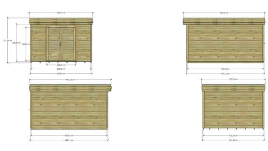 ABRI DE JARDIN bois autoclave 27mm - 3,44x4,34m / 15m2 - Bac acier - Plancher bois - Image 4