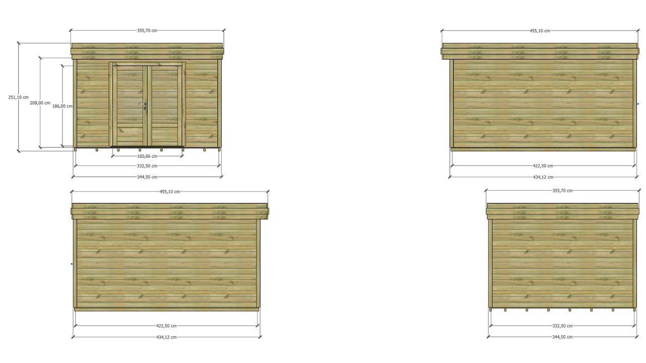 ABRI DE JARDIN bois  autoclave 27mm - 3,44x4,34m / 15m2 - Bac acier - Plancher bois - Image 4