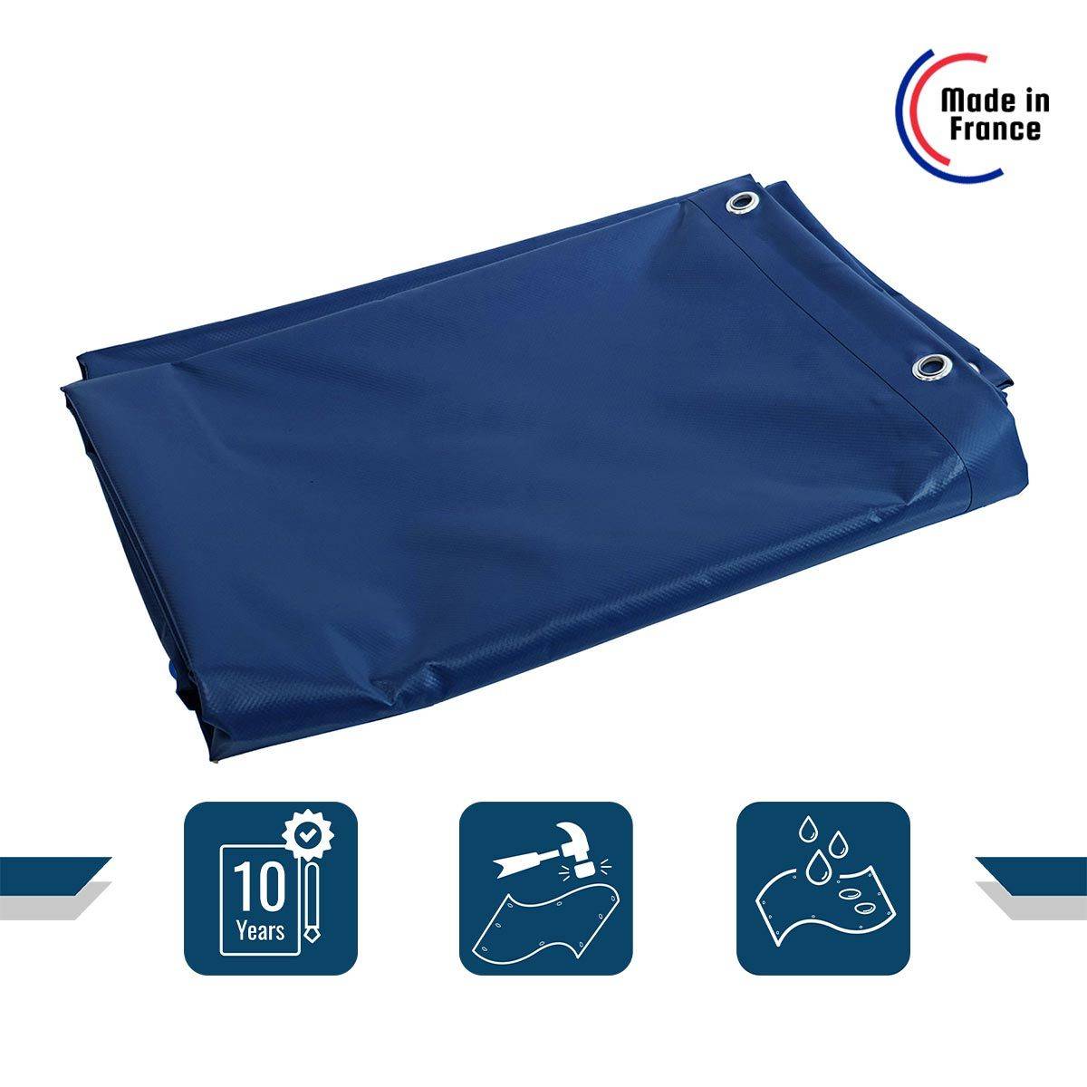 Bâche de Chantier 2x3 m XP640CH Bleue - Garantie 10 ans - Bâche de protection étanche pour Travaux - Made in France TECPLAST - Imagen 2