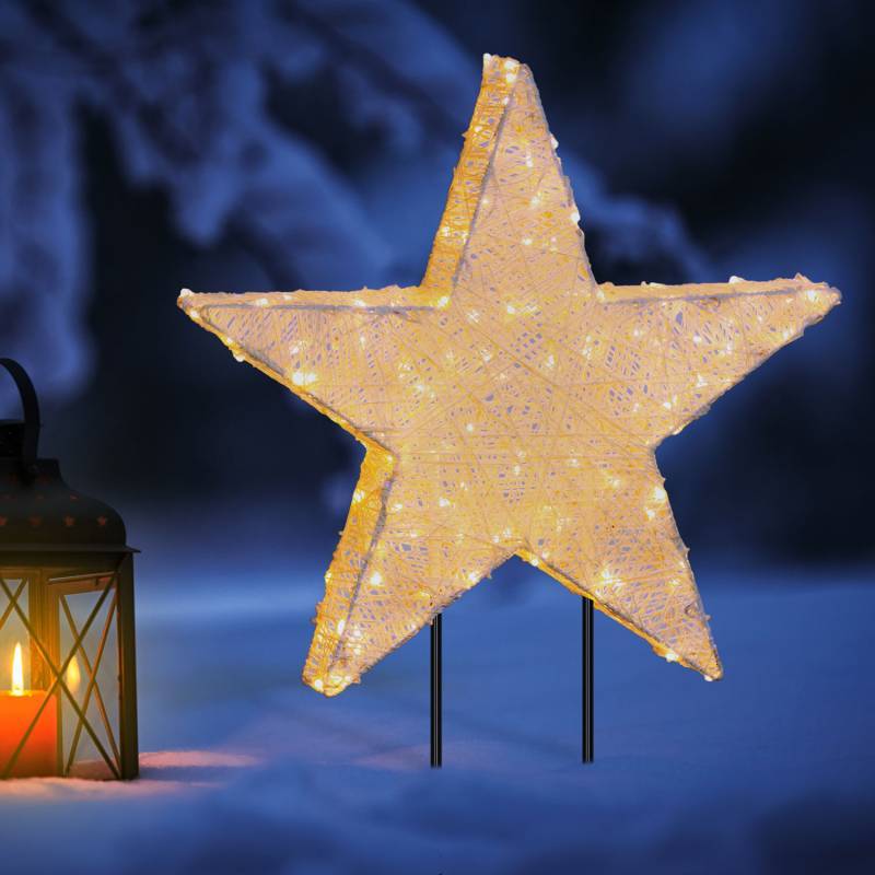 Lotti - Etoile lumineuse à planter à suspendre ou à poser 55CM 120 LED ambré fixe Fil tressé crème 31V Lotti - Imagen 2