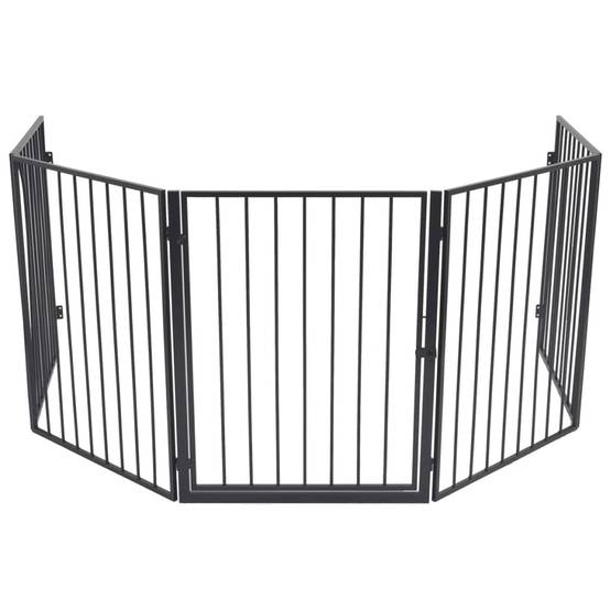ComfortXL - Barrière de sécurité cheminée pour animaux Acier robuste avec portillon accès facile 76 cm Noir - ComfortXL Outdoor Living - Image 3