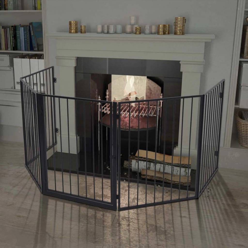 ComfortXL - Barrière de sécurité cheminée pour animaux Acier robuste avec portillon accès facile 76 cm Noir - ComfortXL Outdoor Living - Image 1