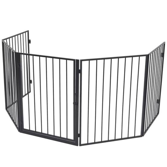ComfortXL - Barrière de sécurité cheminée pour animaux Acier robuste avec portillon accès facile 76 cm Noir - ComfortXL Outdoor Living - Image 2