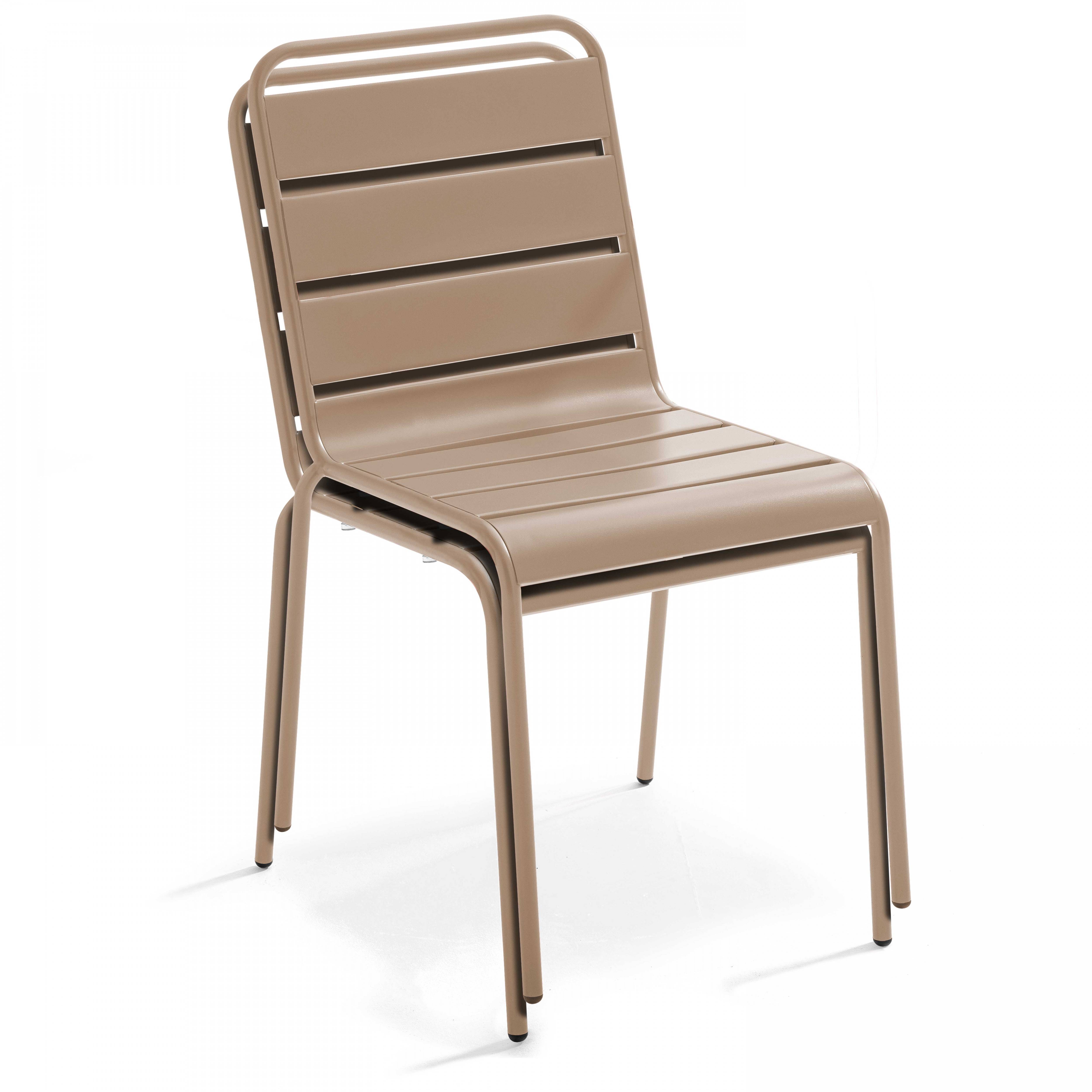 Oviala - Ensemble table de jardin et 8 chaises en métal gris et taupe Palavas - Oviala - Imagen 5