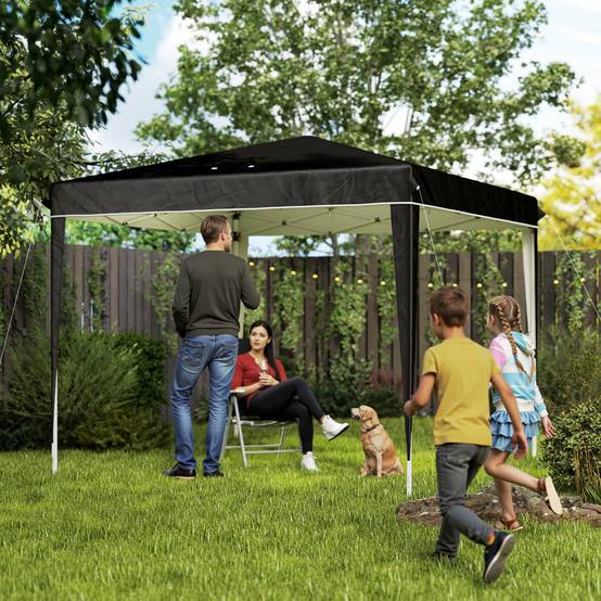 ComfortXL - Tonnelle pliante métal tissu Oxford jardin protection UPF50+ hauteur réglable 3x3m noir - ComfortXL Outdoor Living - Image 3