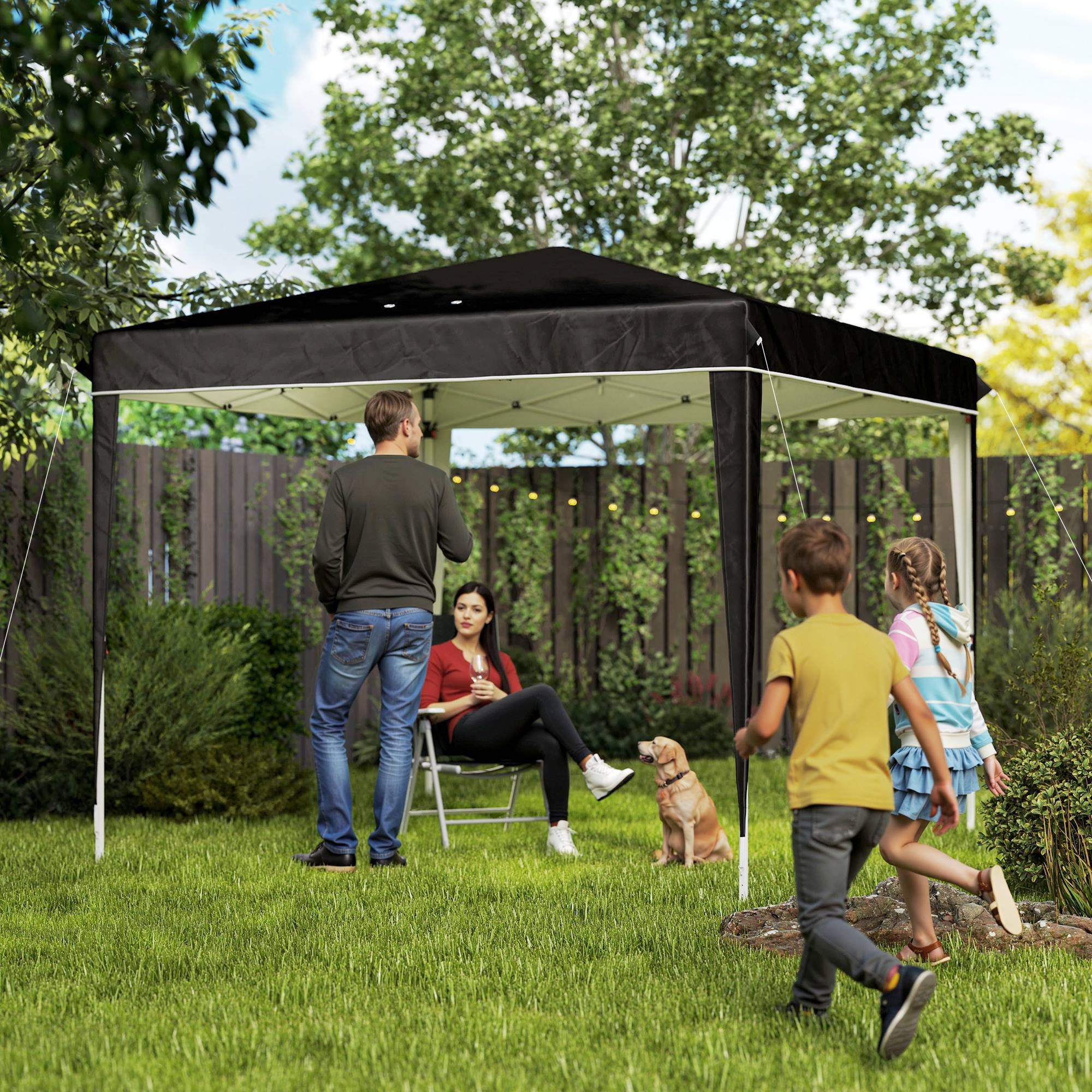 ComfortXL - Tonnelle pliante métal tissu Oxford jardin protection UPF50+ hauteur réglable 3x3m noir - ComfortXL Outdoor Living - Image 3