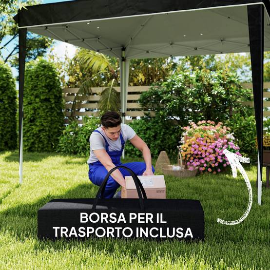 ComfortXL - Tonnelle pliante métal tissu Oxford jardin protection UPF50+ hauteur réglable 3x3m noir - ComfortXL Outdoor Living - Image 9