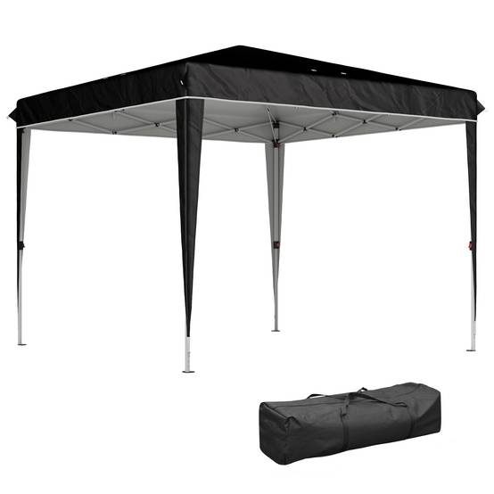 ComfortXL - Tonnelle pliante métal tissu Oxford jardin protection UPF50+ hauteur réglable 3x3m noir - ComfortXL Outdoor Living - Image 1
