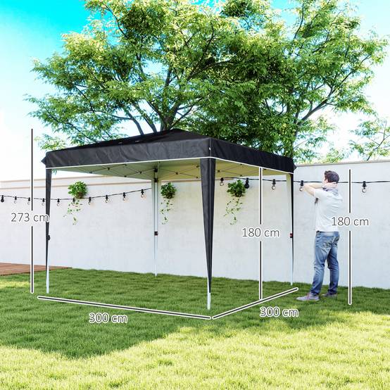 ComfortXL - Tonnelle pliante métal tissu Oxford jardin protection UPF50+ hauteur réglable 3x3m noir - ComfortXL Outdoor Living - Image 5