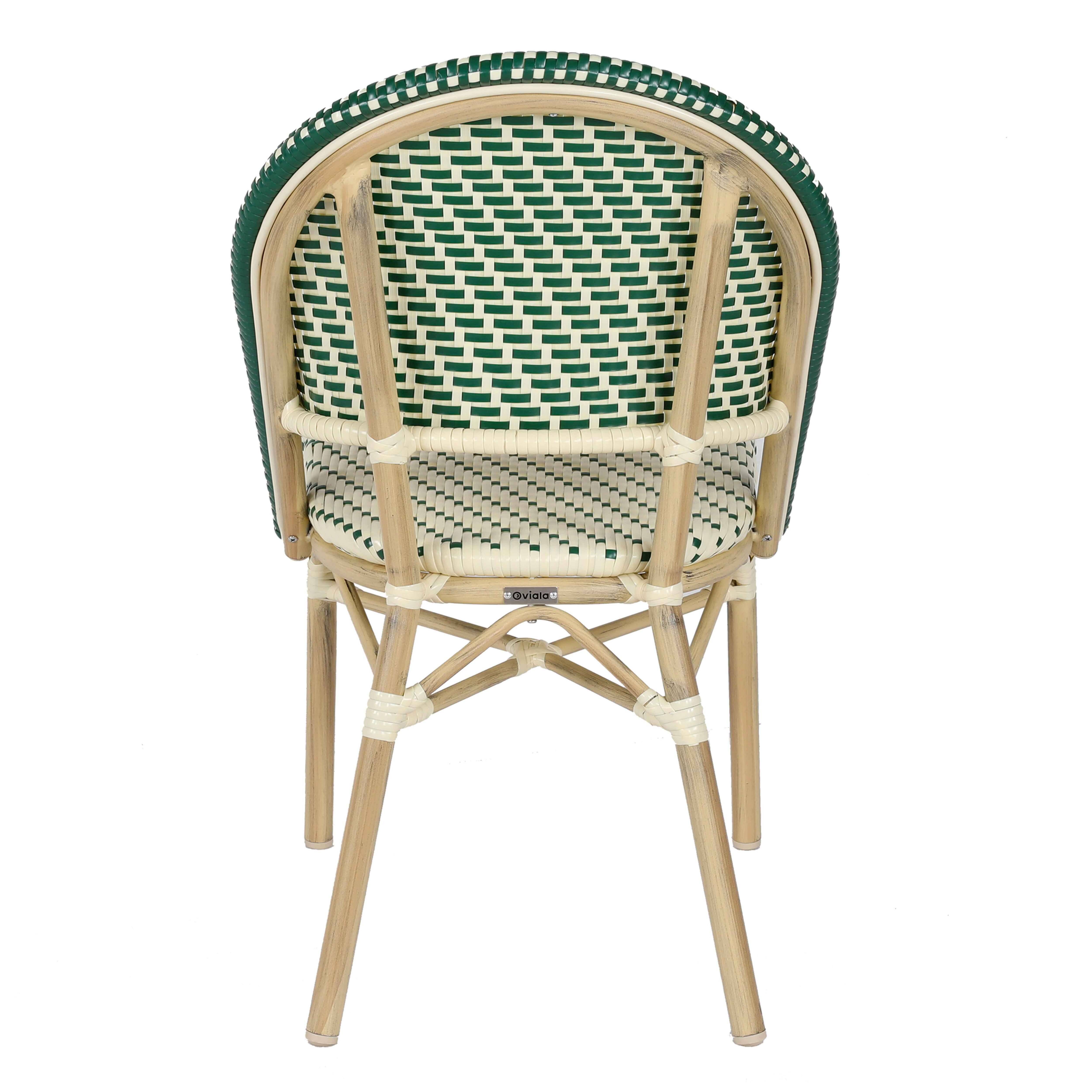 Oviala - Chaise de terrasse bistrot parisien en aluminium et rotin vert foncé Marais - Oviala - Imagen 4
