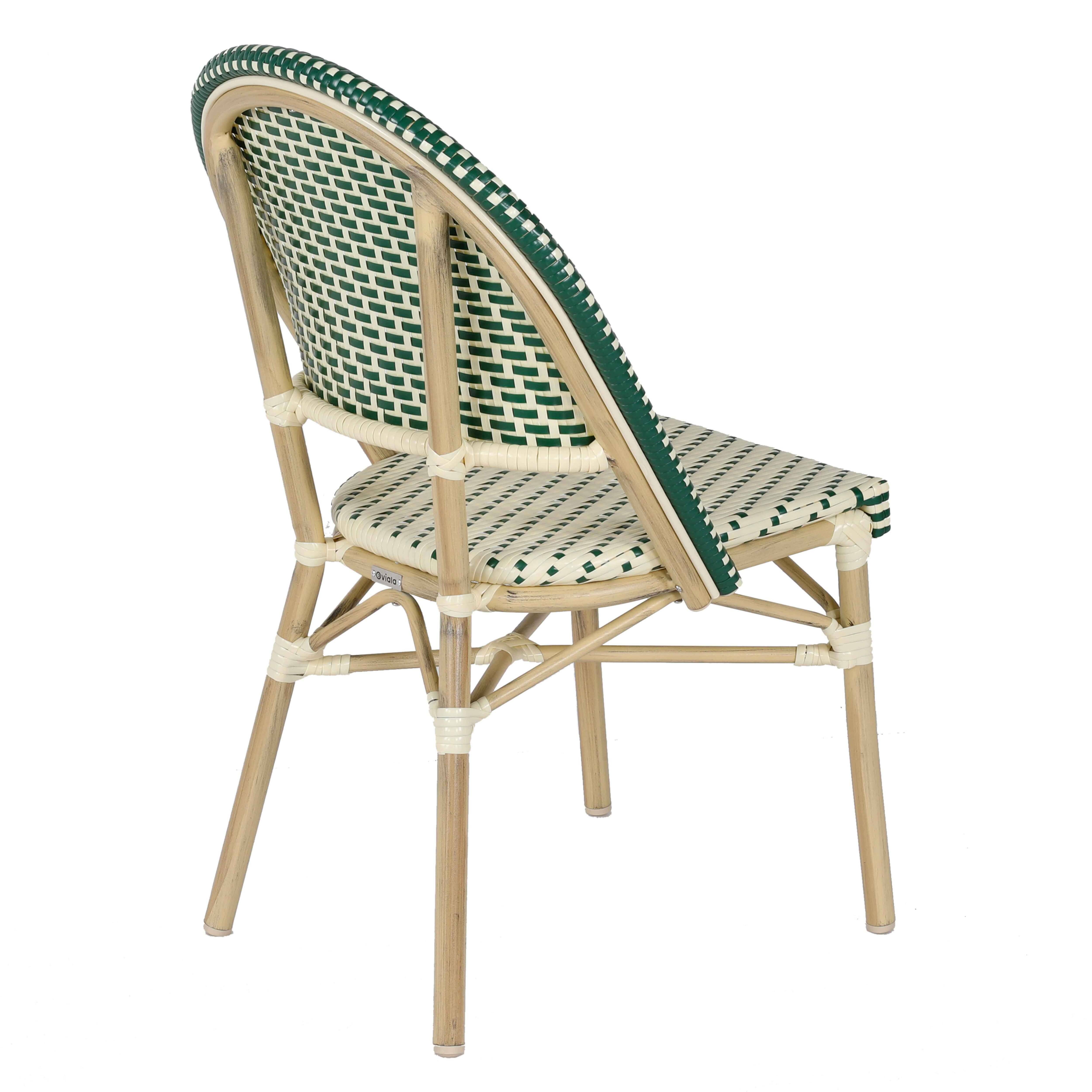 Oviala - Chaise de terrasse bistrot parisien en aluminium et rotin vert foncé Marais - Oviala - Imagen 3