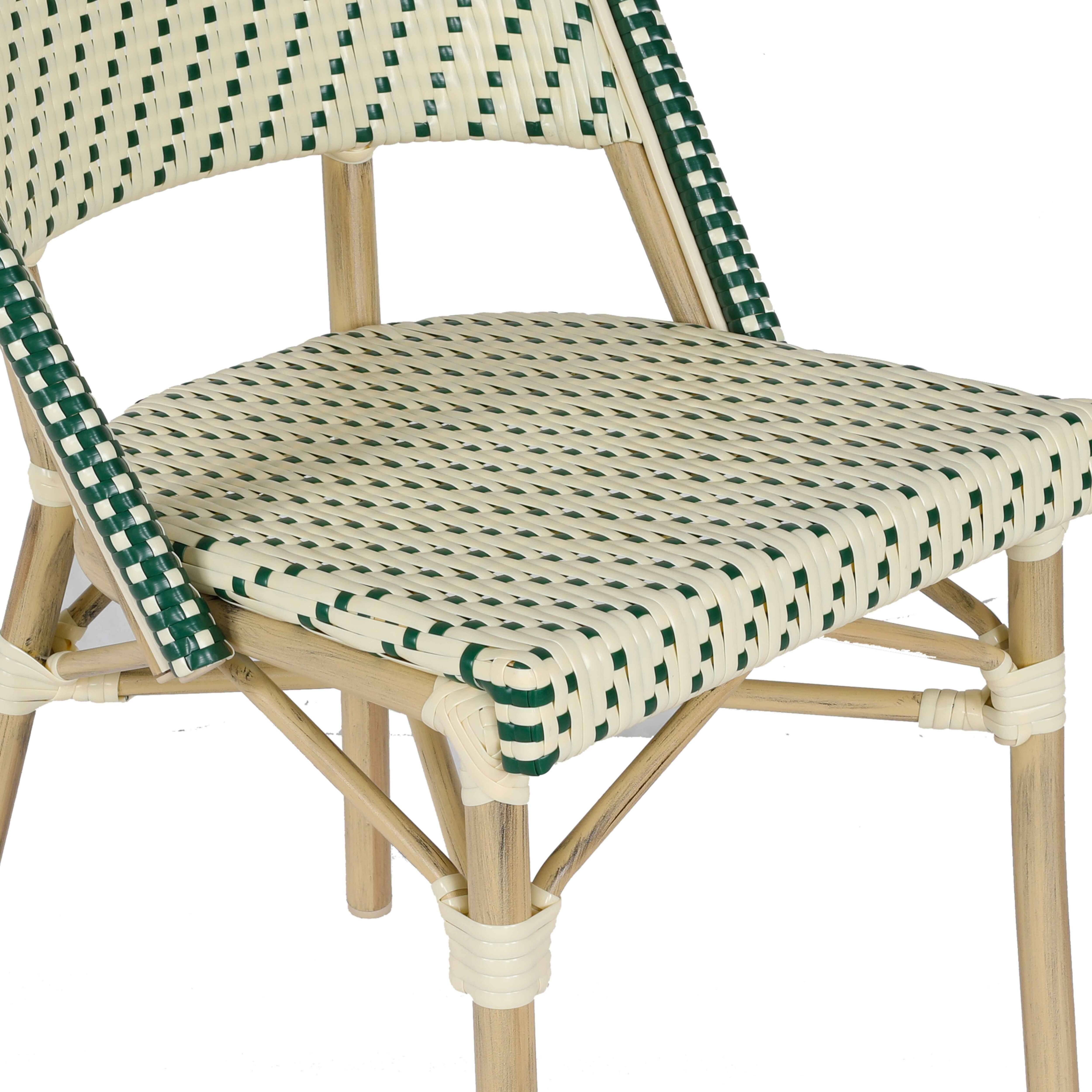 Oviala - Chaise de terrasse bistrot parisien en aluminium et rotin vert foncé Marais - Oviala - Imagen 5