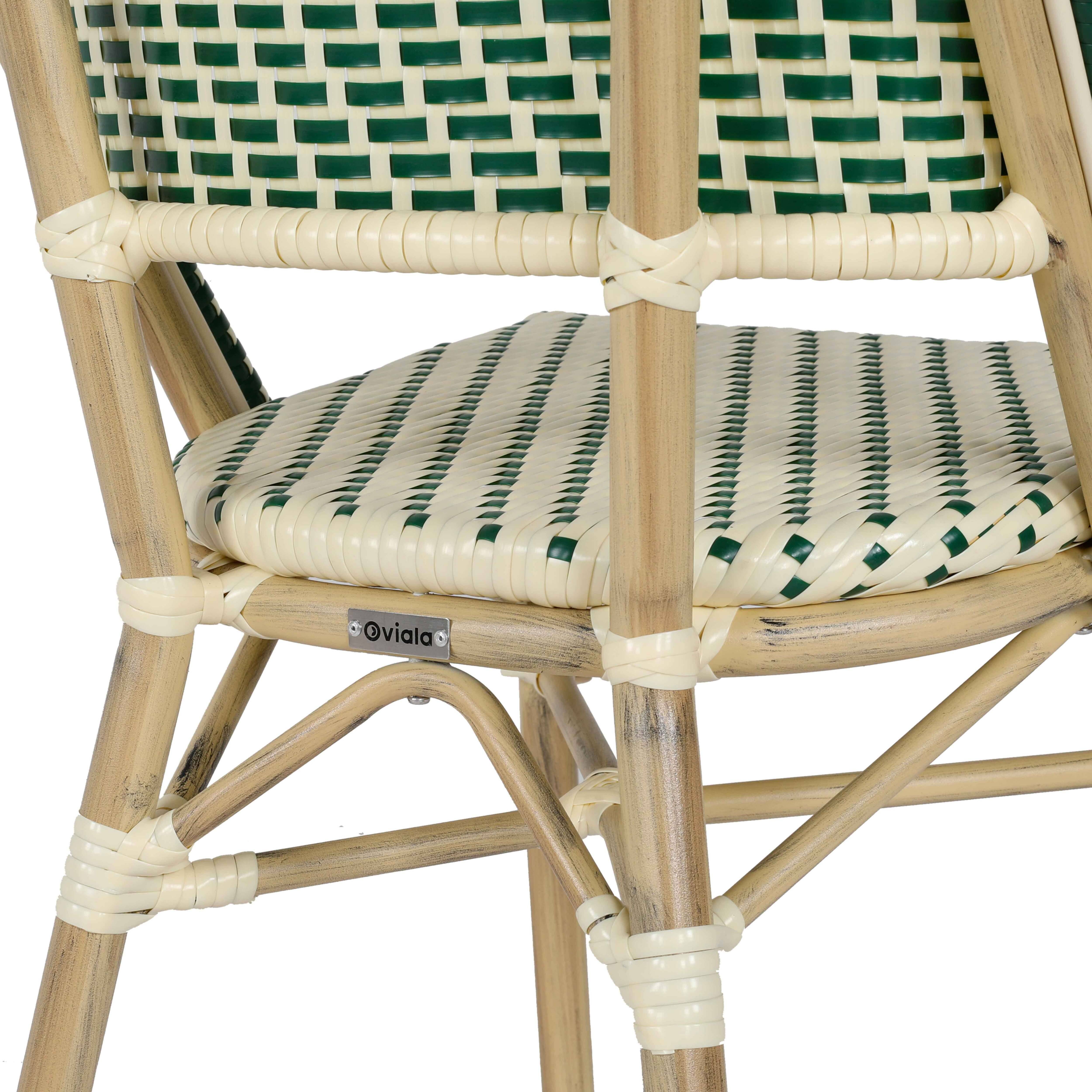 Oviala - Chaise de terrasse bistrot parisien en aluminium et rotin vert foncé Marais - Oviala - Imagen 6