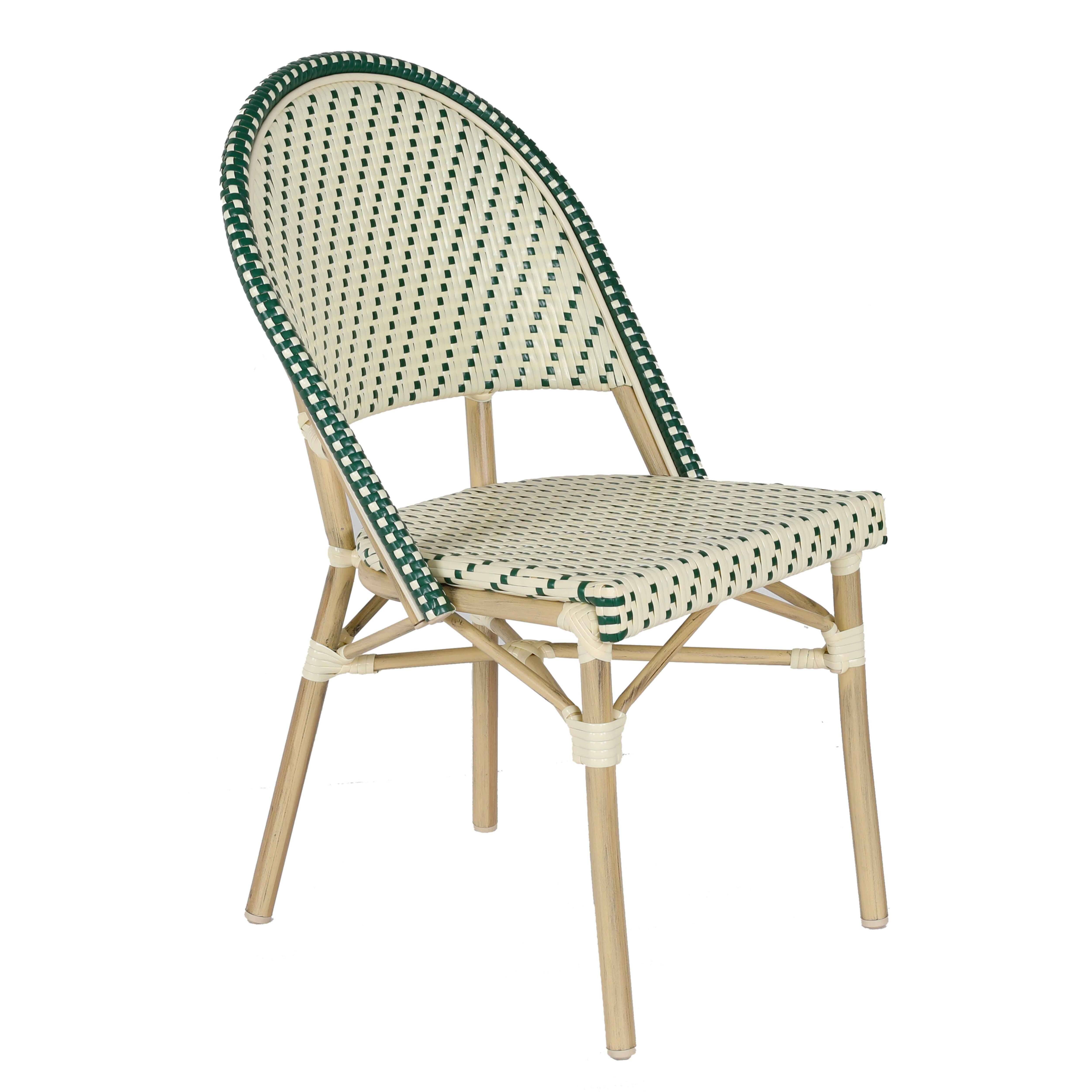 Oviala - Chaise de terrasse bistrot parisien en aluminium et rotin vert foncé Marais - Oviala - Imagen 1