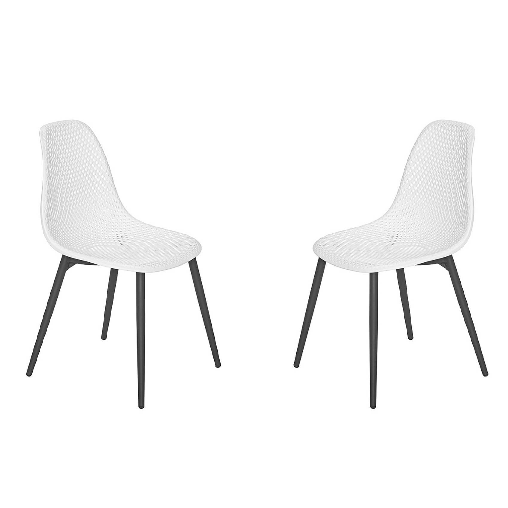 Lot de 2 chaises exterieur en résine tressée - JARDILINE - Aluminium/Résine - Blanc - Imagen 1