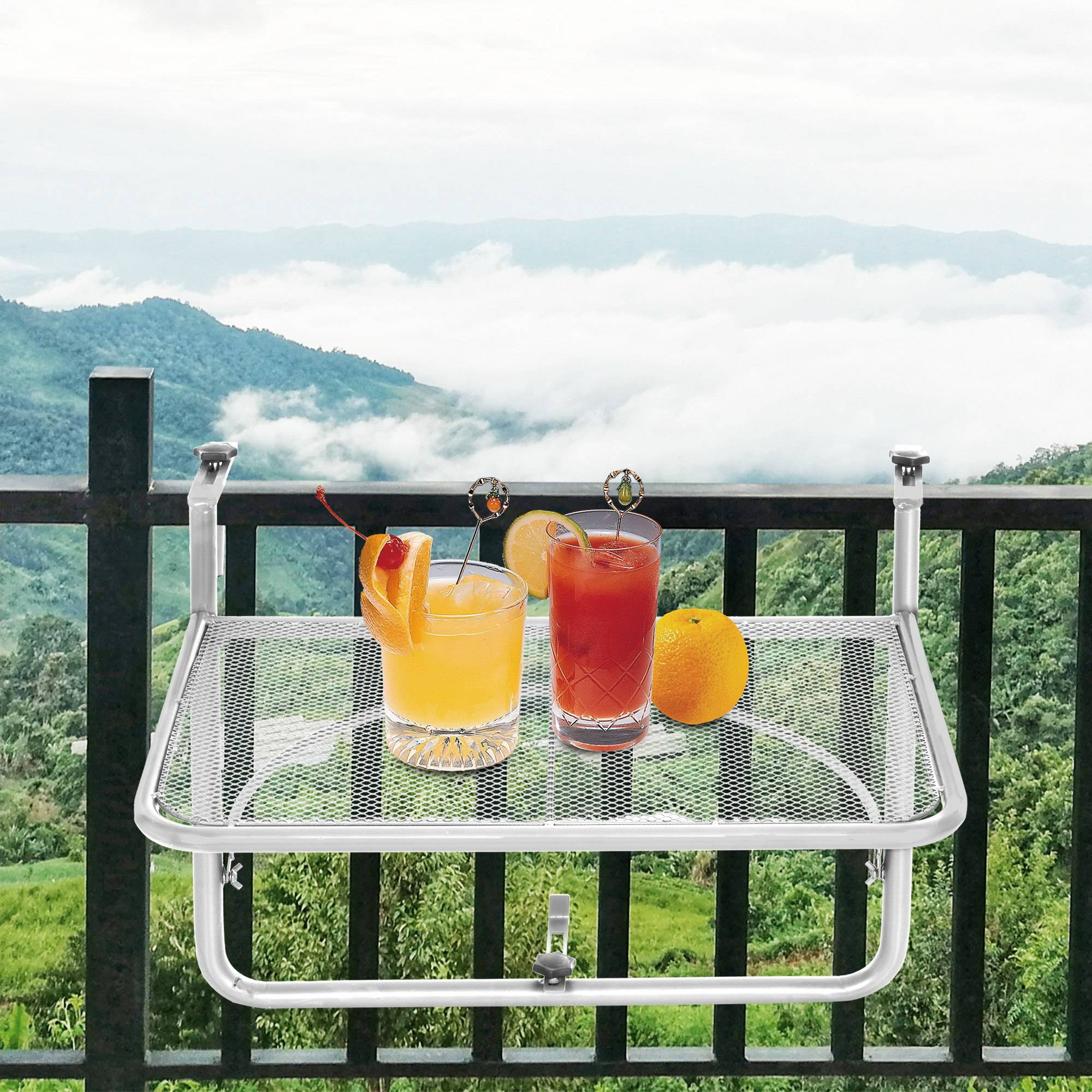 Table de Balcon Suspendue Pliable Vert Menthe, Balconnière Réglable en Acier 60x39cm, Design et Pratique – ComfortXL Outdoor Living