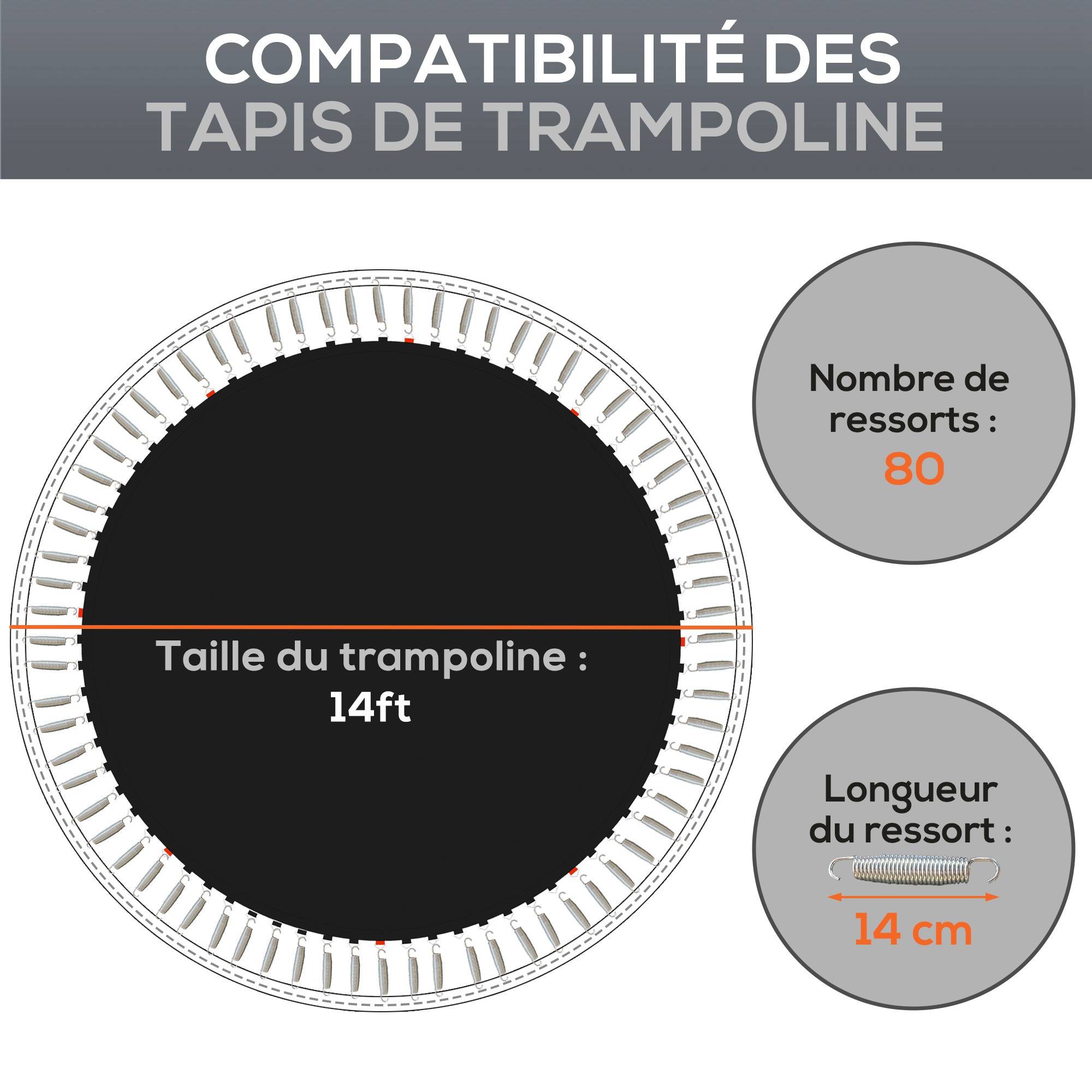 Sportnow - Tapis de rechange trampoline Ø 4,3 m ressorts 14 cm outil 80 crochets en V inclus - SPORTNOW - Imagen 4