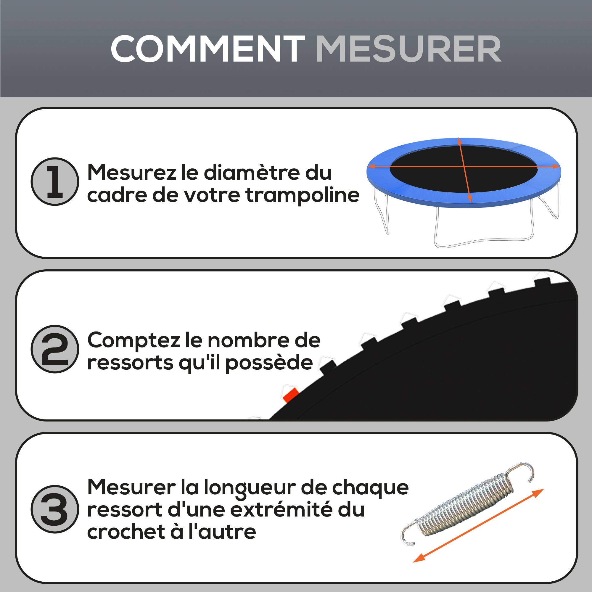 Sportnow - Tapis de rechange trampoline Ø 4,3 m ressorts 14 cm outil 80 crochets en V inclus - SPORTNOW - Imagen 7