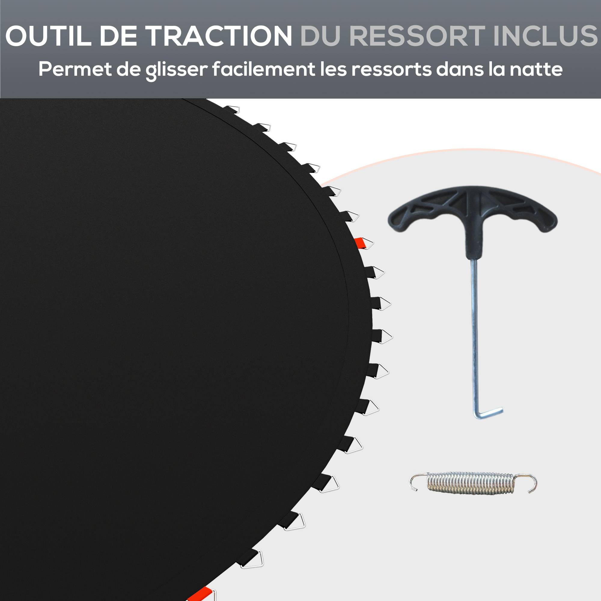 Sportnow - Tapis de rechange trampoline Ø 4,3 m ressorts 14 cm outil 80 crochets en V inclus - SPORTNOW - Imagen 6