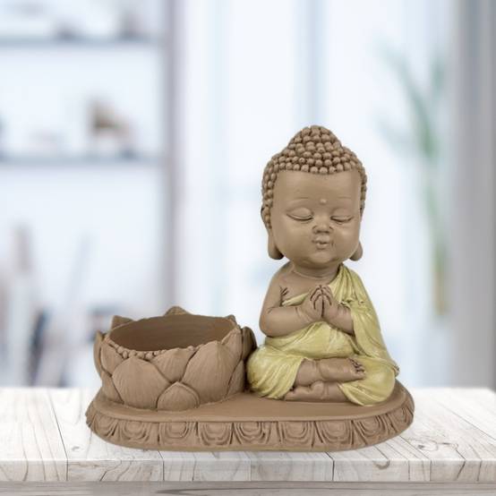 Zen Light - Statue Bougeoir CH03 - Figurine Zen- Porte-Bonheur Positivité -Porte bougie- Cadeau Mignon et Spirituel -H 11,5cm – Zen'Light - Image 1