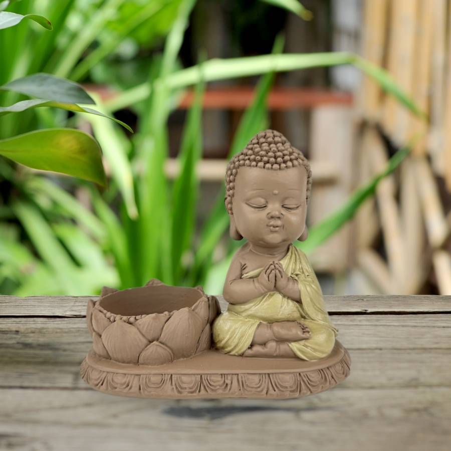 Zen Light - Statue Bougeoir CH03 - Figurine Zen- Porte-Bonheur Positivité -Porte bougie- Cadeau Mignon et Spirituel -H 11,5cm – Zen'Light - Image 2