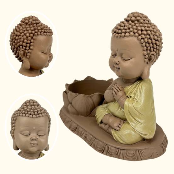 Zen Light - Statue Bougeoir CH03 - Figurine Zen- Porte-Bonheur Positivité -Porte bougie- Cadeau Mignon et Spirituel -H 11,5cm – Zen'Light - Image 6
