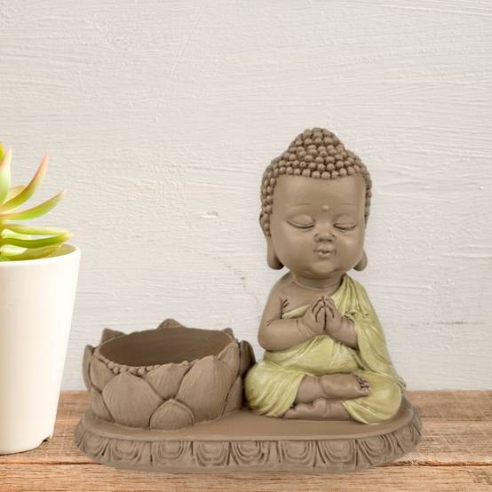 Zen Light - Statue Bougeoir CH03 - Figurine Zen- Porte-Bonheur Positivité -Porte bougie- Cadeau Mignon et Spirituel -H 11,5cm – Zen'Light - Image 4