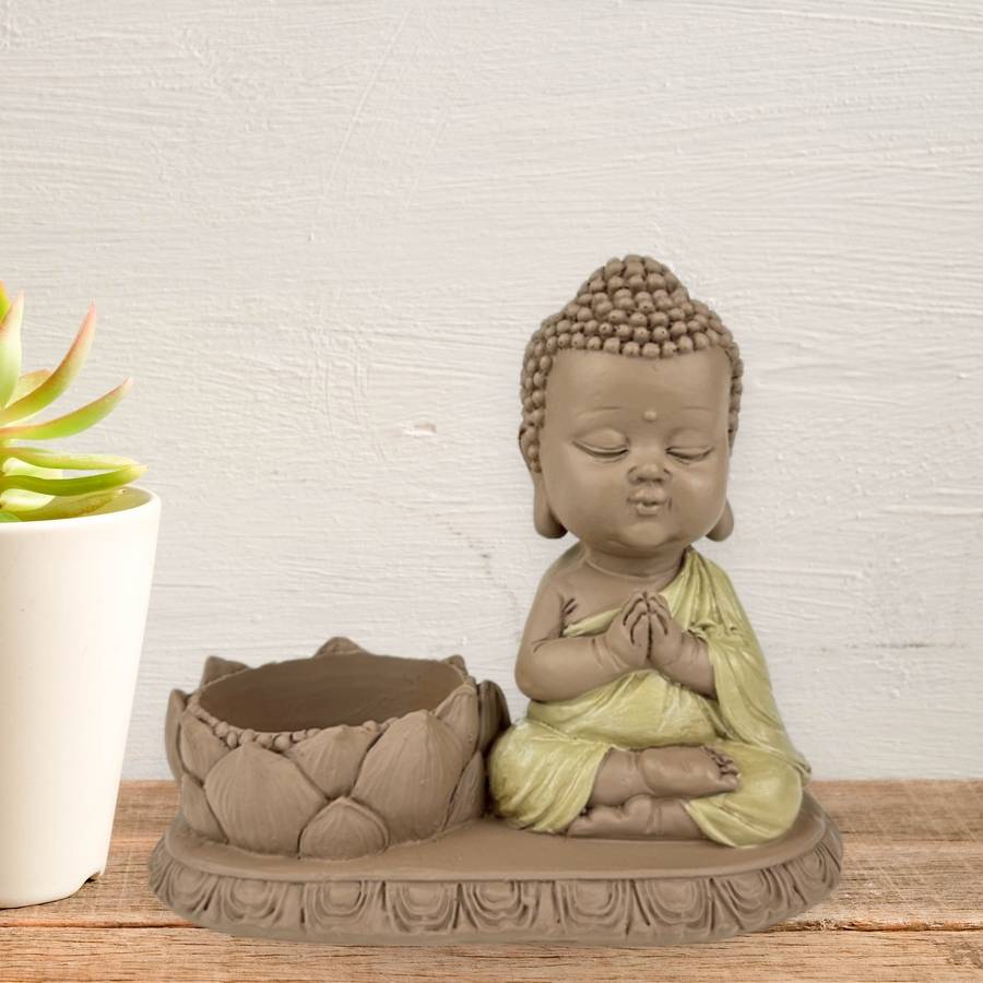 Zen Light - Statue Bougeoir CH03 - Figurine Zen- Porte-Bonheur Positivité -Porte bougie- Cadeau Mignon et Spirituel -H 11,5cm – Zen'Light - Image 4