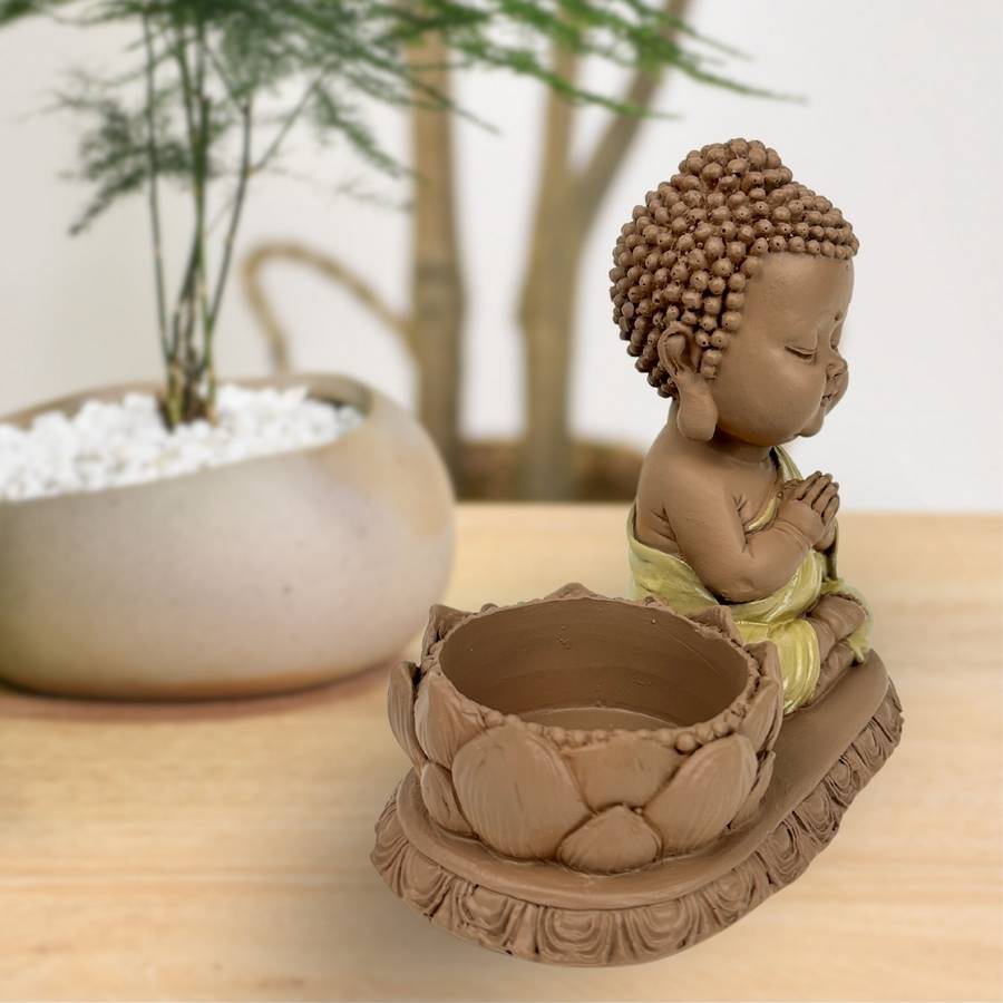 Zen Light - Statue Bougeoir CH03 - Figurine Zen- Porte-Bonheur Positivité -Porte bougie- Cadeau Mignon et Spirituel -H 11,5cm – Zen'Light - Image 3