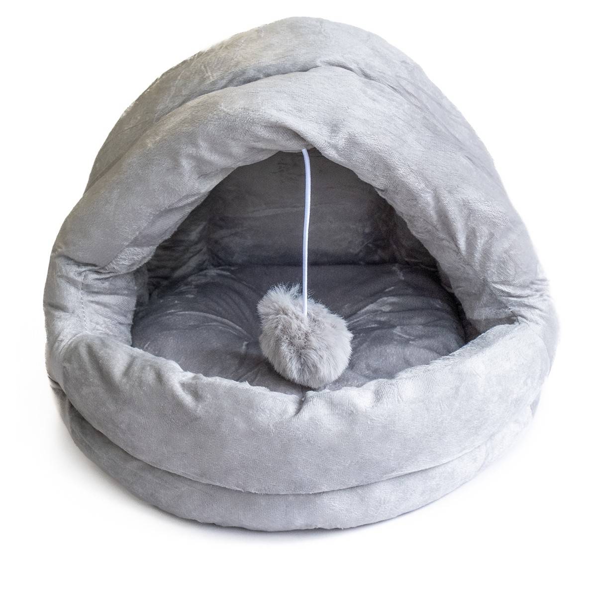 Panier pour chat avec Coussin Lavable Niche avec balle Grotte Cabane Rembourrée Douillet KZ GARDEN - Imagen 1
