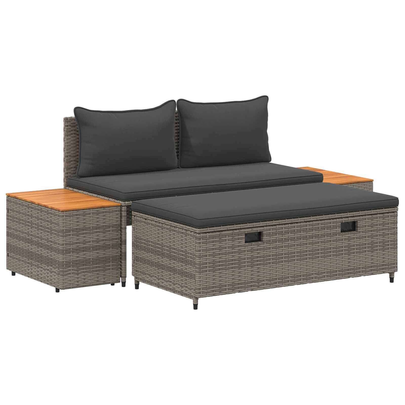 Ensemble de canapés de jardin résine tressée et acier gris 110 x 57 x 73 cm - PANGIVO - Image 2