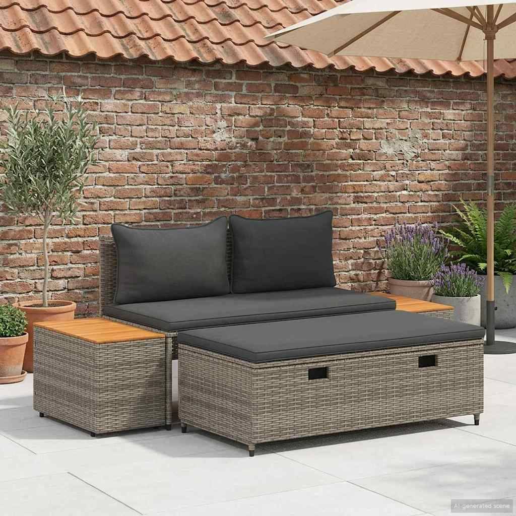 Ensemble de canapés de jardin résine tressée et acier gris 110 x 57 x 73 cm - PANGIVO - Image 1