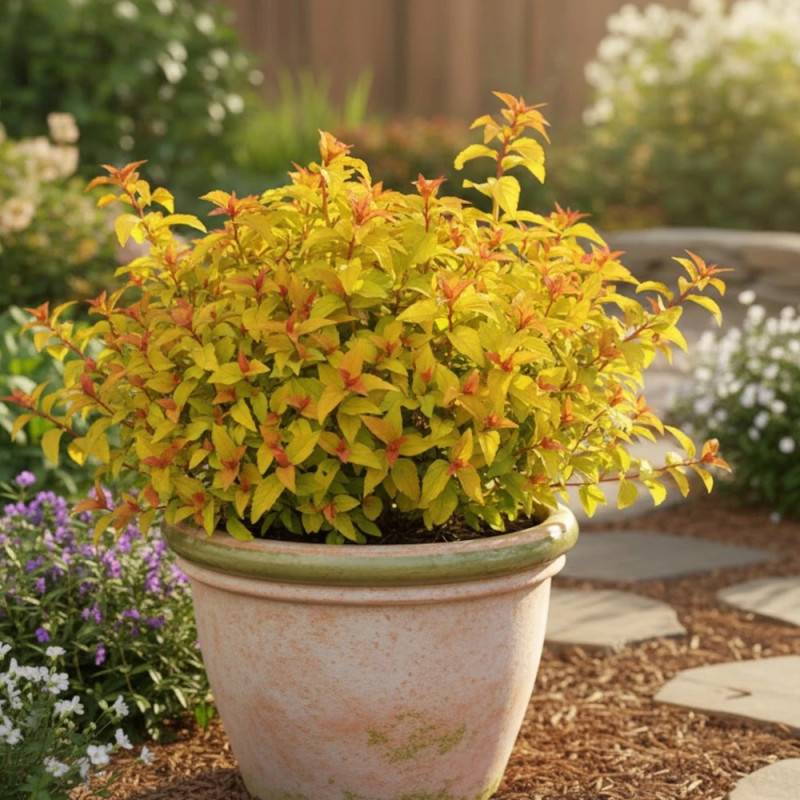 Spirée du Japon Merlo® Gold ' Davcop04', Spiraea à fleurs Rose - feuillage Caduc - Godet - 5/20 cm-  hauteur à maturité De 0,50 m à 1,00 m - Image 8