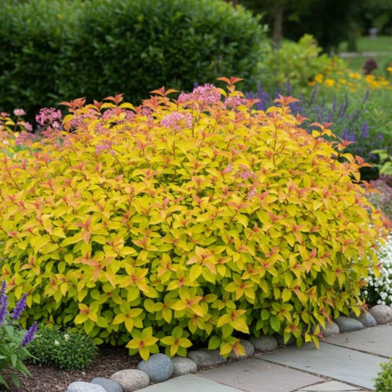 Spirée du Japon Merlo® Gold ' Davcop04', Spiraea à fleurs Rose - feuillage Caduc - Godet - 5/20 cm-  hauteur à maturité De 0,50 m à 1,00 m - Image 6