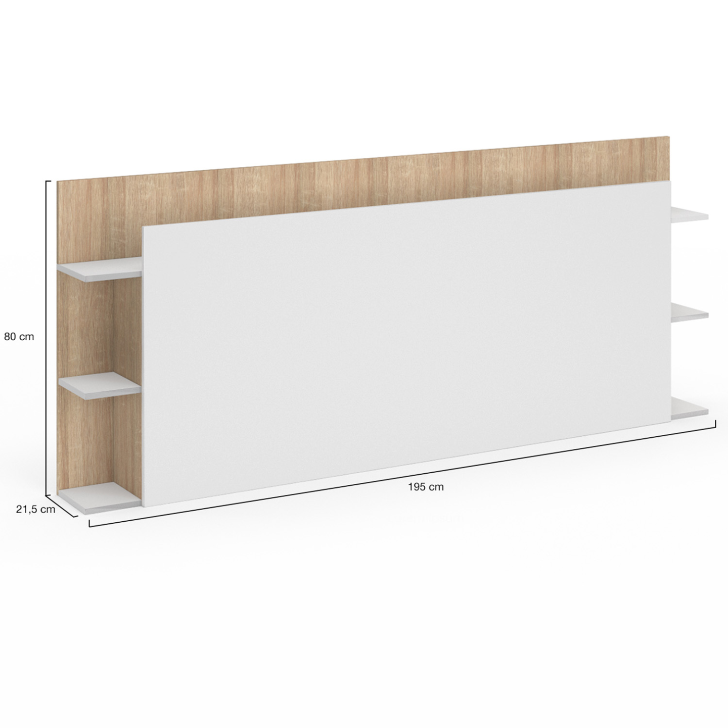 Tête de lit sur pied CIRI pour lit 140 et 160 cm avec rangements blanc et bois - Image 4