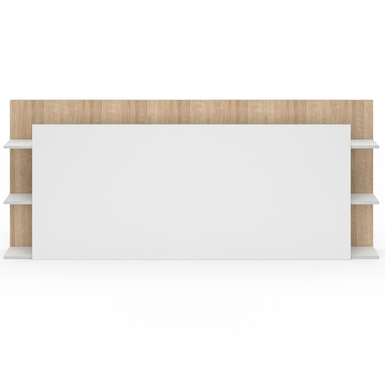 Tête de lit sur pied CIRI pour lit 140 et 160 cm avec rangements blanc et bois - Image 3