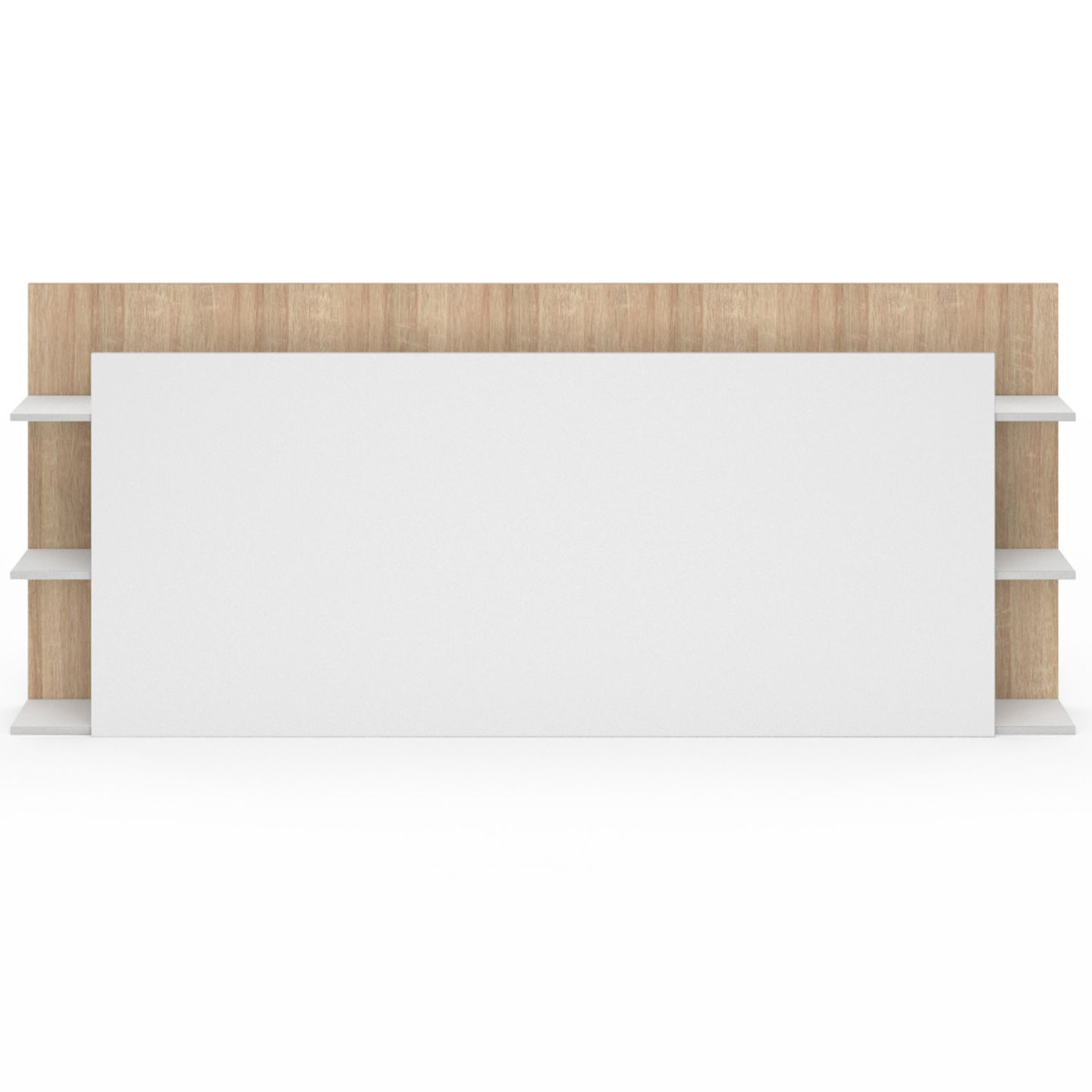 Tête de lit sur pied CIRI pour lit 140 et 160 cm avec rangements blanc et bois - Image 3