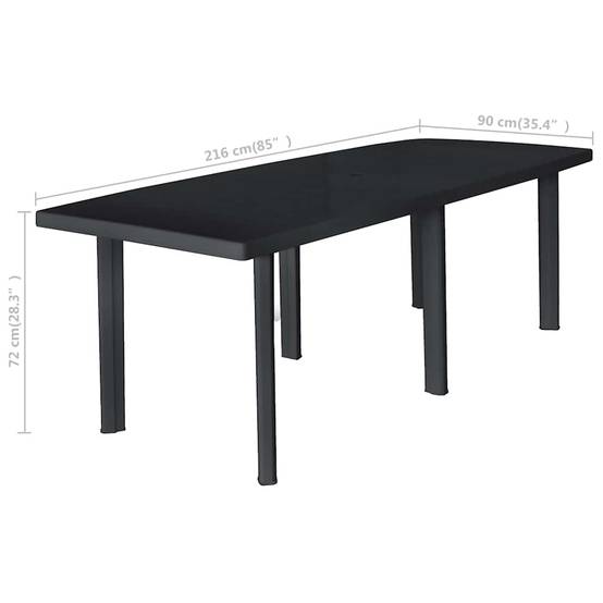 Grande Table de Jardin en Plastique Anthracite 216 cm,pour 8 à 10 Personnes,Résistante aux Intempéries avec Trou de Parasol–ComfortXL Outdoor Living - Image 5