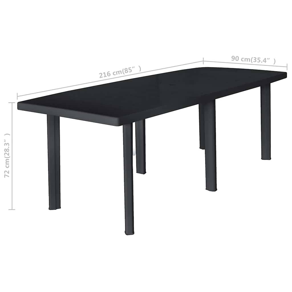 Grande Table de Jardin en Plastique Anthracite 216 cm,pour 8 à 10 Personnes,Résistante aux Intempéries avec Trou de Parasol–ComfortXL Outdoor Living - Image 5
